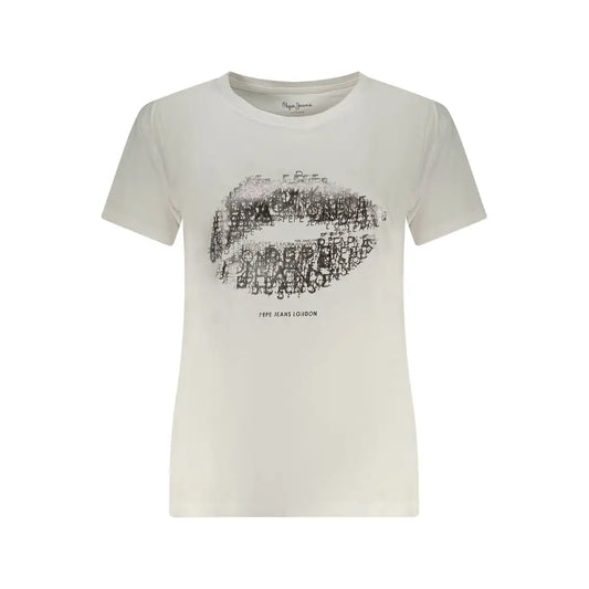 Off-white Pepe Jeans Bianco cotton t-shirt with black lips graphic from letters
