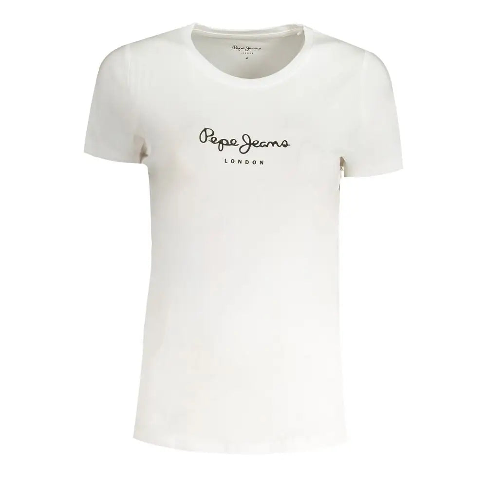Hvid Pepe Jeans Bianco bomuld T-shirt til kvinder med sort logo