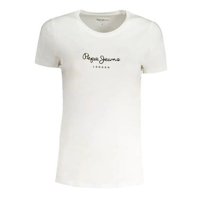 Hvid Pepe Jeans Bianco bomuld T-shirt til kvinder med sort logo