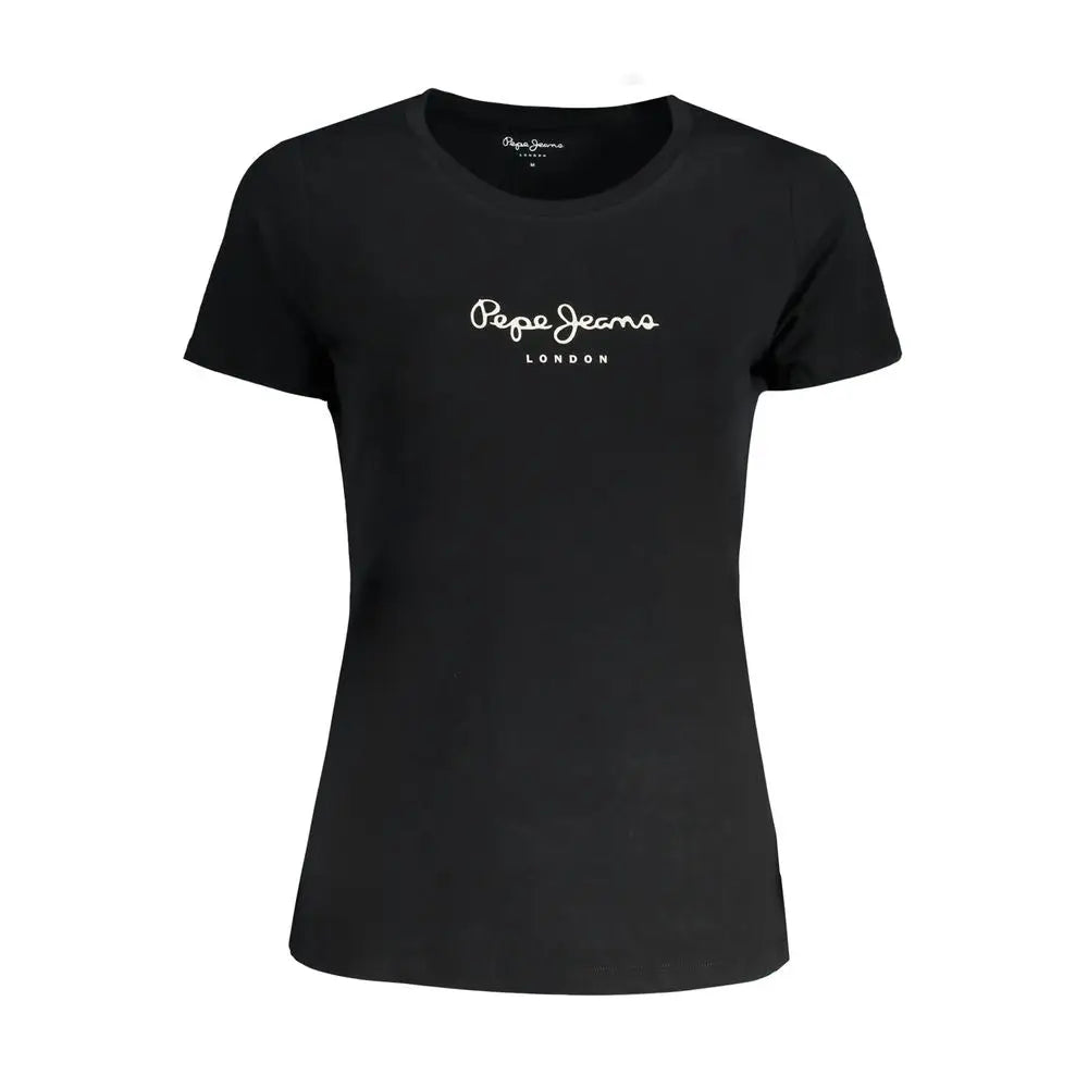 Sort pepe jeans black bomuld kvinders t-shirt med hvid logo