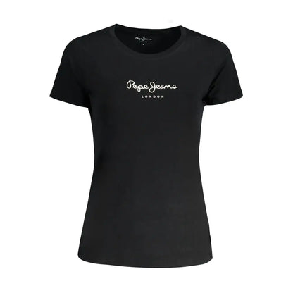 Sort pepe jeans black bomuld kvinders t-shirt med hvid logo