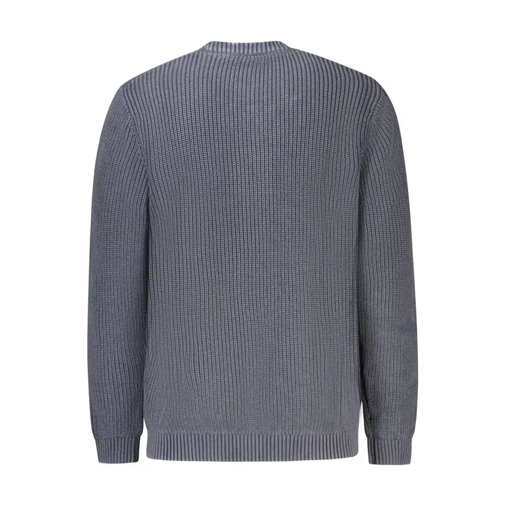 Pepe jeans blue cotton mænds sweater i mørkegrå rib-strik med rund hals og lange ærmer