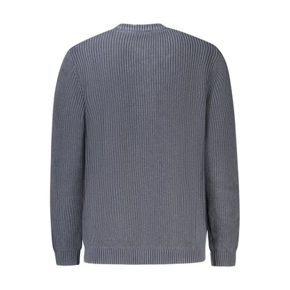 Pepe jeans blue cotton mænds sweater i mørkegrå rib-strik med rund hals og lange ærmer