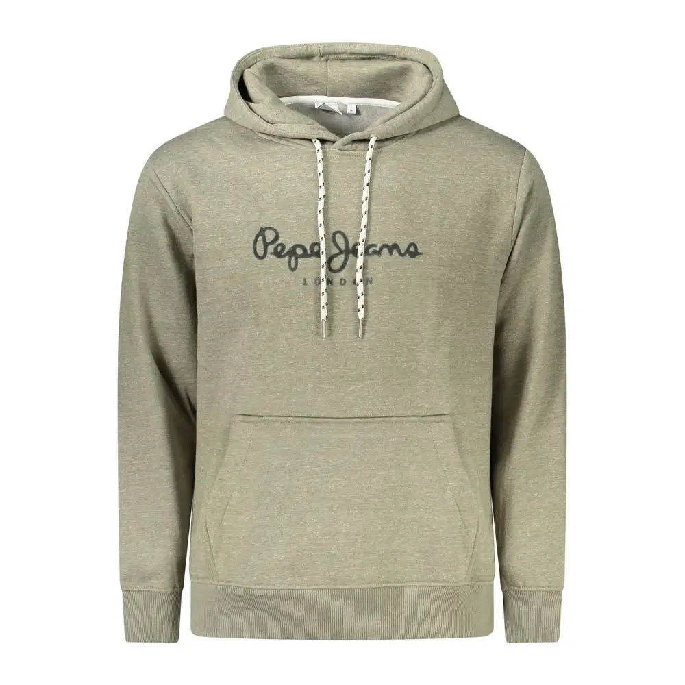 Heathered olivengrøn Pepe Jeans London-hoodie med lomme og hvide snører