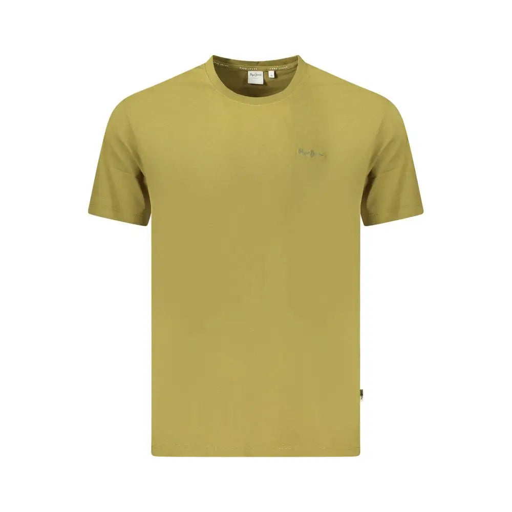 Pepe jeans green cotton t-shirt med olivengrøn krave og logo