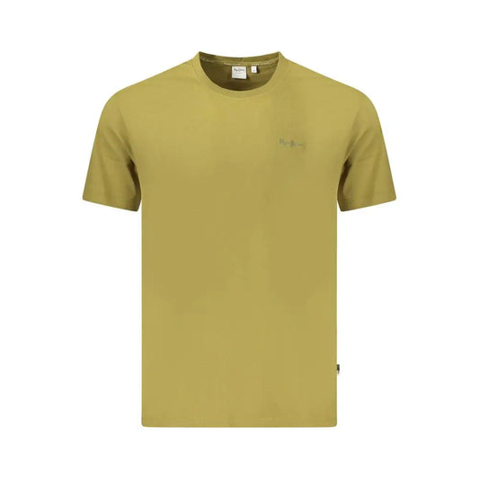 Pepe jeans green cotton t-shirt med olivengrøn krave og logo