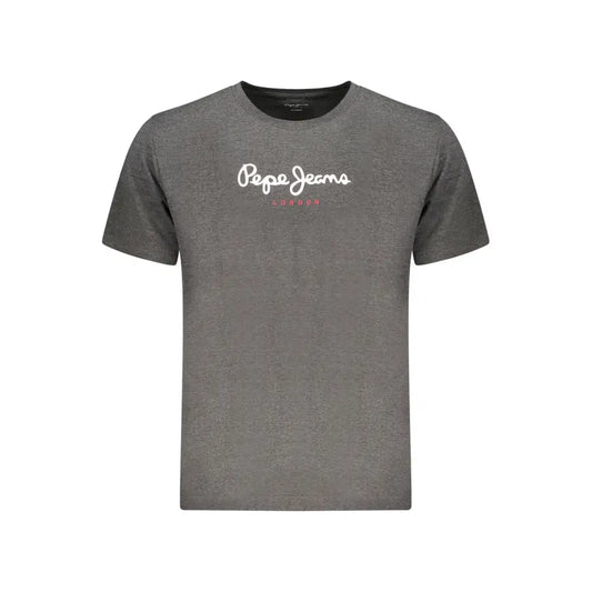 Grå hejret bomuldstrøje med Pepe Jeans London-logo i hvid og rød