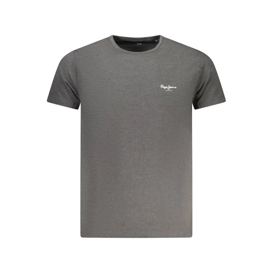 Pepe Jeans Grigio cotton herret grå t-shirt med hvid logo