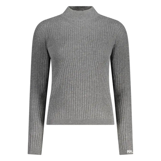 Grå ribbed strikkede turtleneck fra Pepe Jeans Grigio bomuld