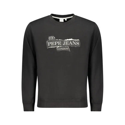 Pepe Jeans Nero bomuld herresweatshirt med sort crewneck og slidt hvid logo