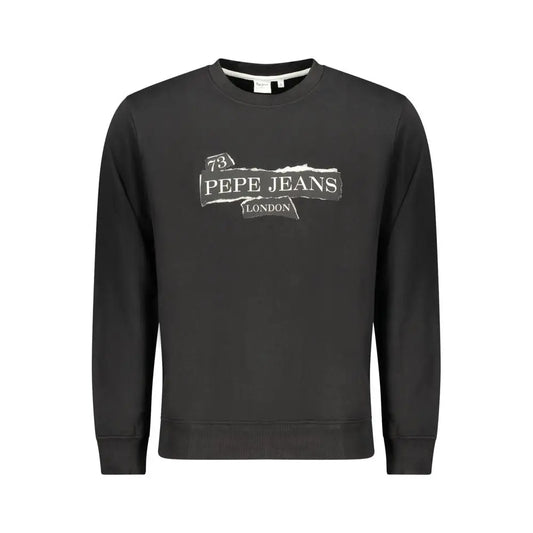 Pepe Jeans Nero bomuld herresweatshirt med sort crewneck og slidt hvid logo