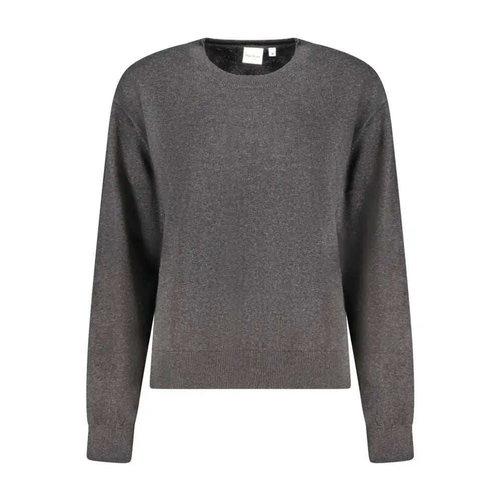 Pepe jeans nero cotton kvindesweater i blød grå heathered med ribkant