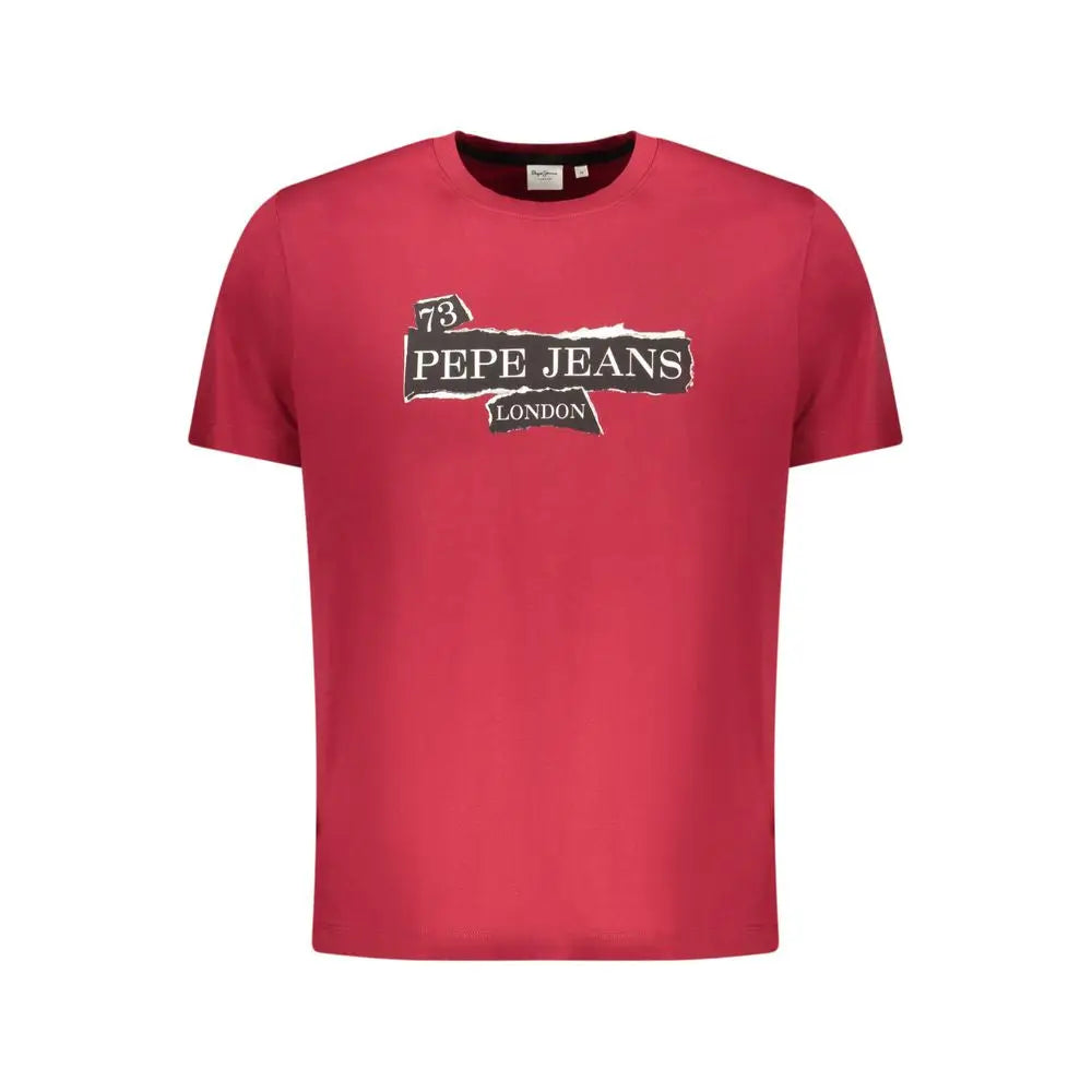 Rød pepe jeans bomuld t-shirt med distressed logo