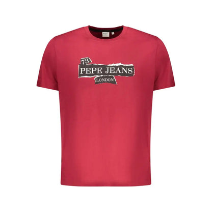 Rød pepe jeans bomuld t-shirt med distressed logo