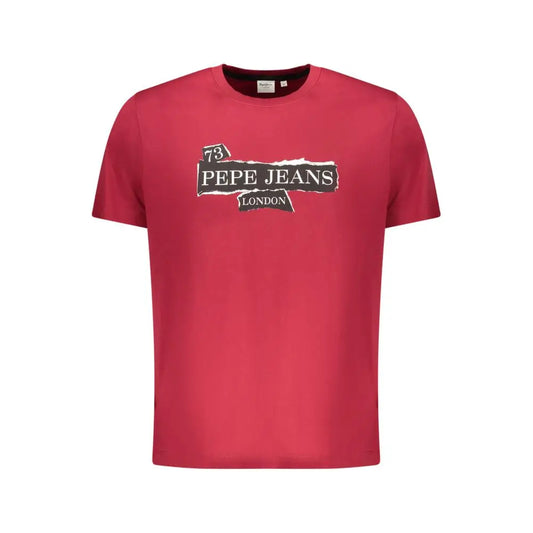 Rød pepe jeans bomuld t-shirt med distressed logo