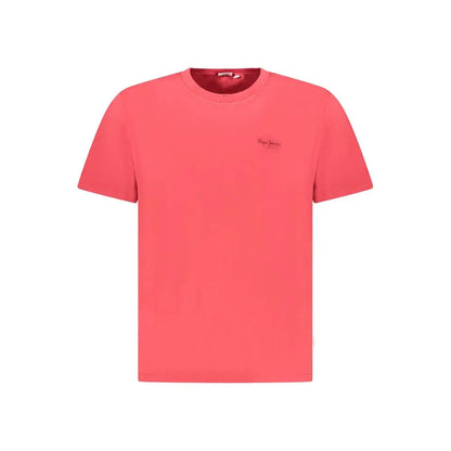 Coralfarvet pepe jeans bomuld t-shirt med logo fra outlet mærkevarer