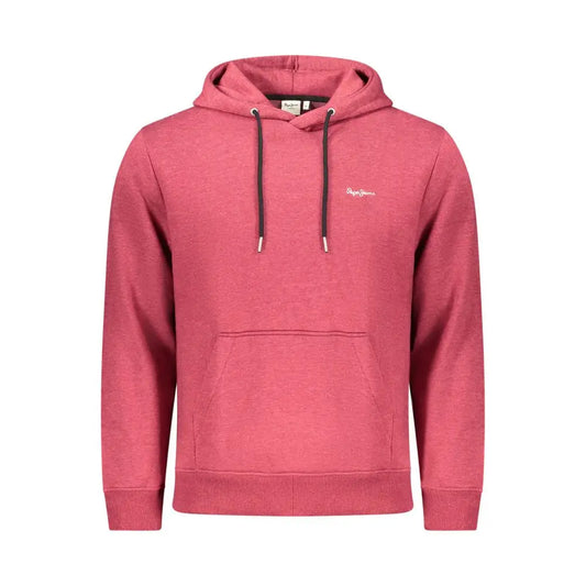 Pepe jeans rød polyester herre sweatshirt i pink heathered bomuld med sort snor og hvid logo