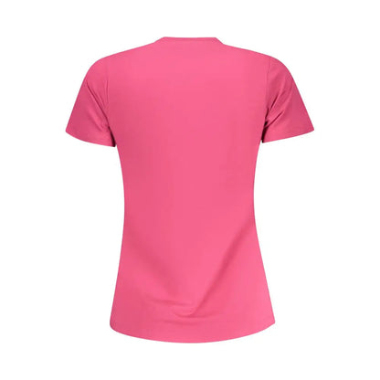 Vibrant pink Pepe Jeans Rosa cotton women t-shirt med crew neck