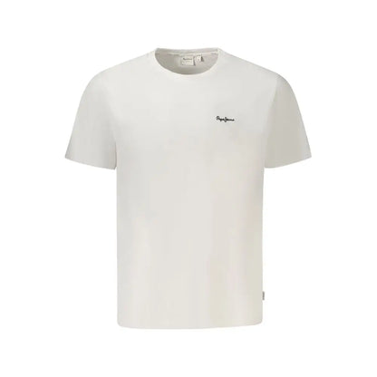 Pepe Jeans hvid bomuld herre T-shirt med off-white kortærmet design og subtil broderet logo