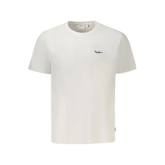 Pepe Jeans hvid bomuld herre T-shirt med off-white kortærmet design og subtil broderet logo