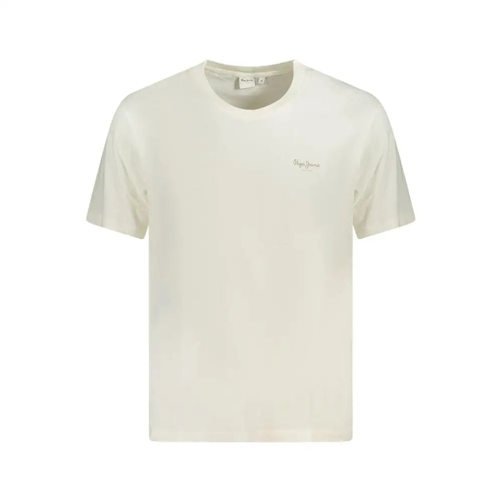 Pepe jeans white bomuld T-shirt i creme med subtil logo