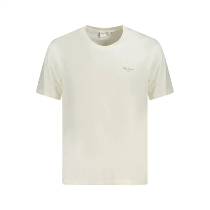 Pepe jeans white bomuld T-shirt i creme med subtil logo