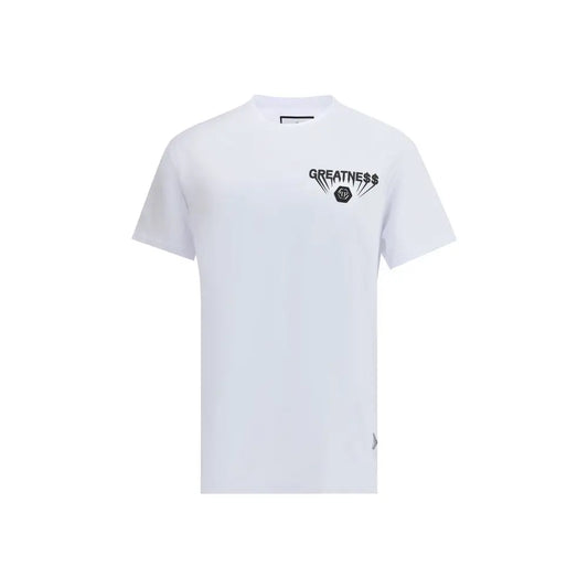 Philipp Plein white cotton t-shirt med sort greatness grafik