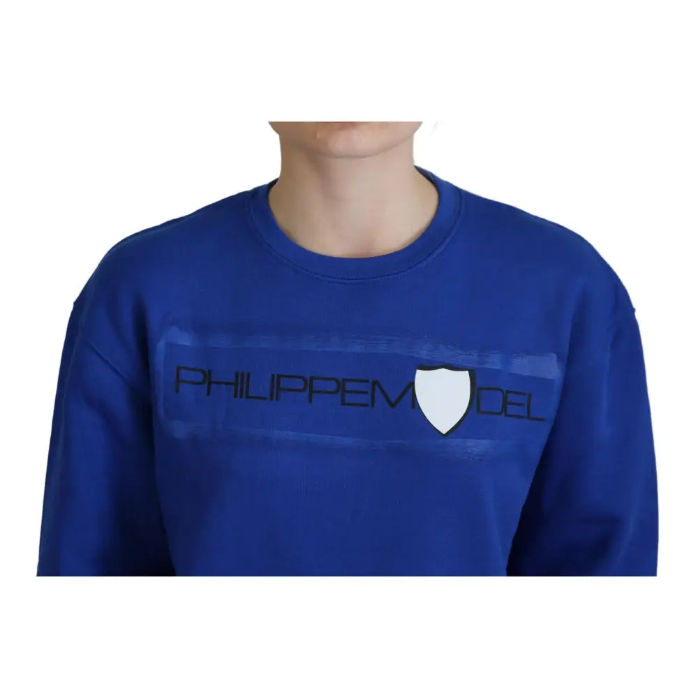 Philippe Model Blue Printed Long Sleeves Pullover Sweater