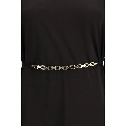 Sleek metal chain belt on Pinko sorte acetat-casual kjole