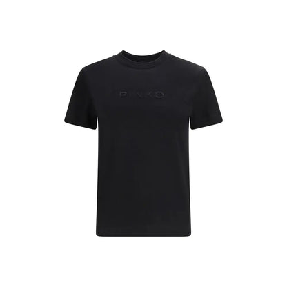 Sort pinko black cotton t-shirt med subtilt relievet pinko-logo på brystet