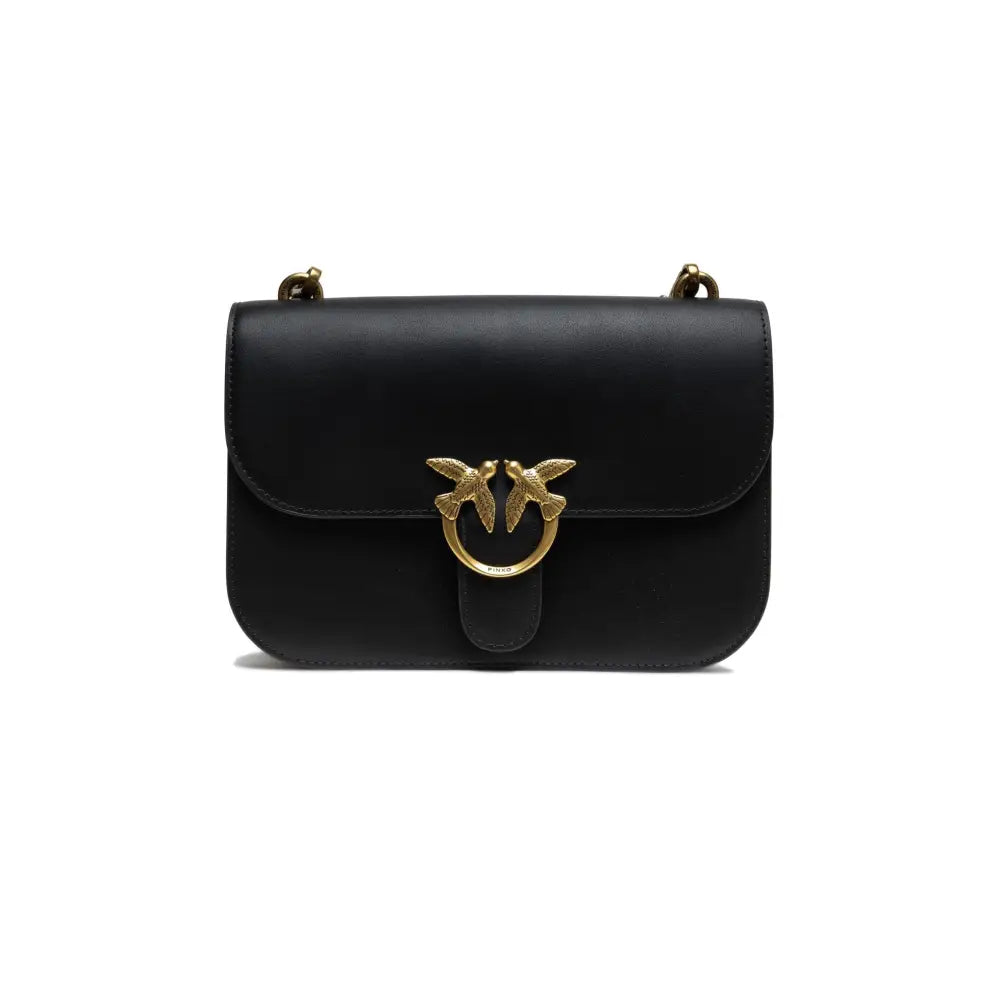 PINKO Black Leather Love Bell Classic Shoulder Bag