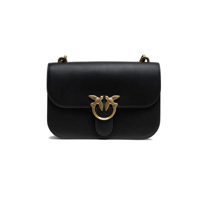PINKO Black Leather Love Bell Classic Shoulder Bag