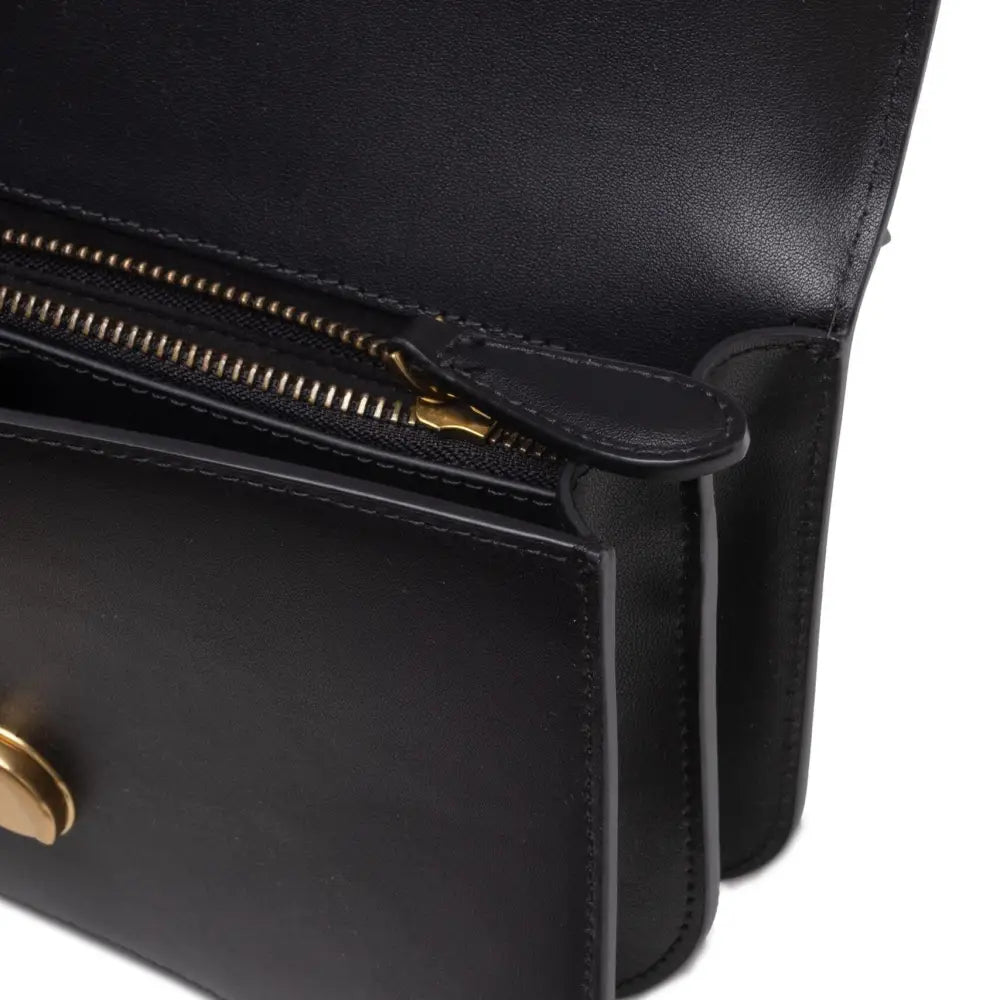 PINKO Black Leather Love Bell Classic Shoulder Bag