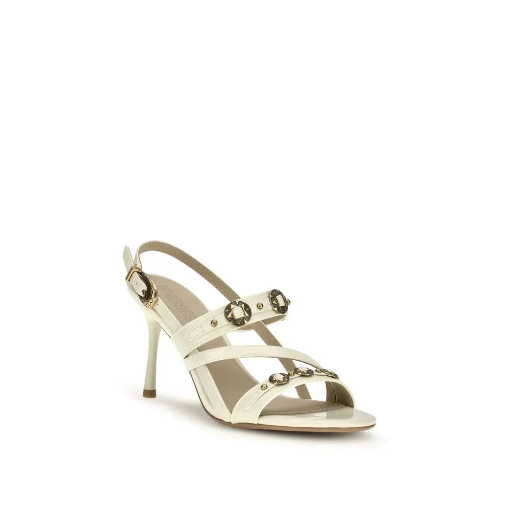 PINKO Cream Calf Leather Bos Taurus Stiletto Heel Sandals - Højhælede sko