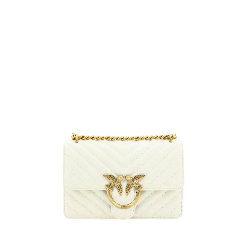 PINKO Elegant White Mini Love Shoulder Bag