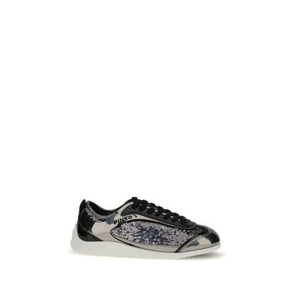 Pinko Paillettes Reby sneakers in sleek silver and black with sequined panel