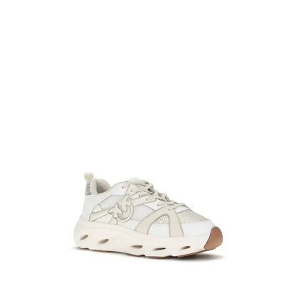 Hvide og beige mesh- og lædersneakers med chunky, skulptureret sål fra Pinko Pink Sneakers