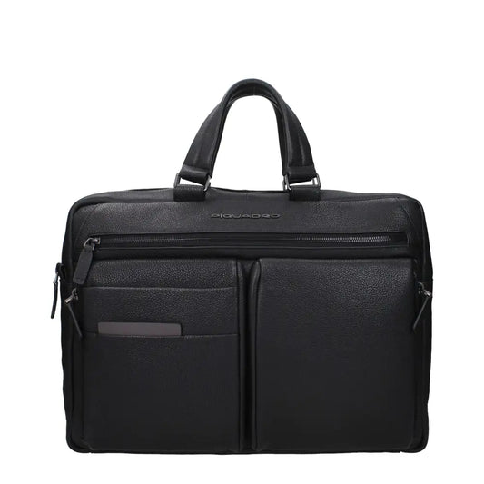 Piquadro Black Leather Business And Laptop Bags