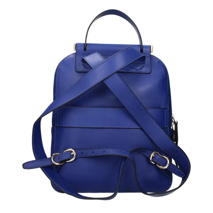 Sleek Piquadro blue leather backpack with top handle and adjustable straps