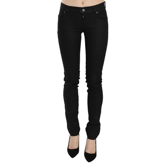 PLEIN SUD Cotton Black Mid Waist Skinny Denim Jeans - Jeans