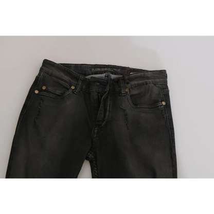 PLEIN SUD Cotton Black Washed Low Waist Skinny Denim Jeans - Jeans