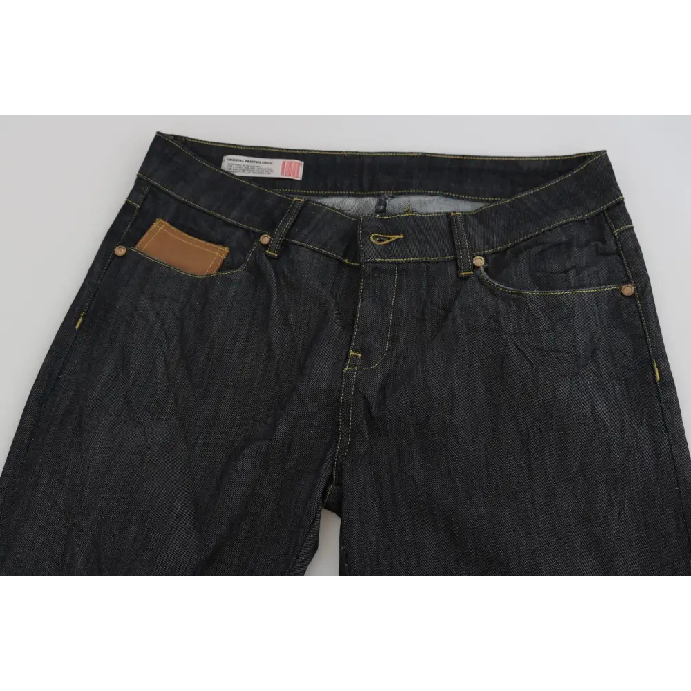 PLEIN SUD Cotton Blue High Waist Straight Cropped Trouser Jeans - Jeans