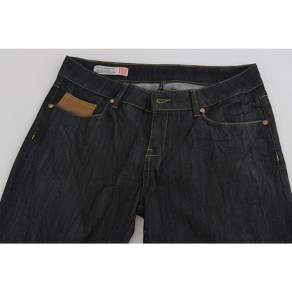 PLEIN SUD Cotton Blue High Waist Straight Cropped Trouser Jeans - Jeans