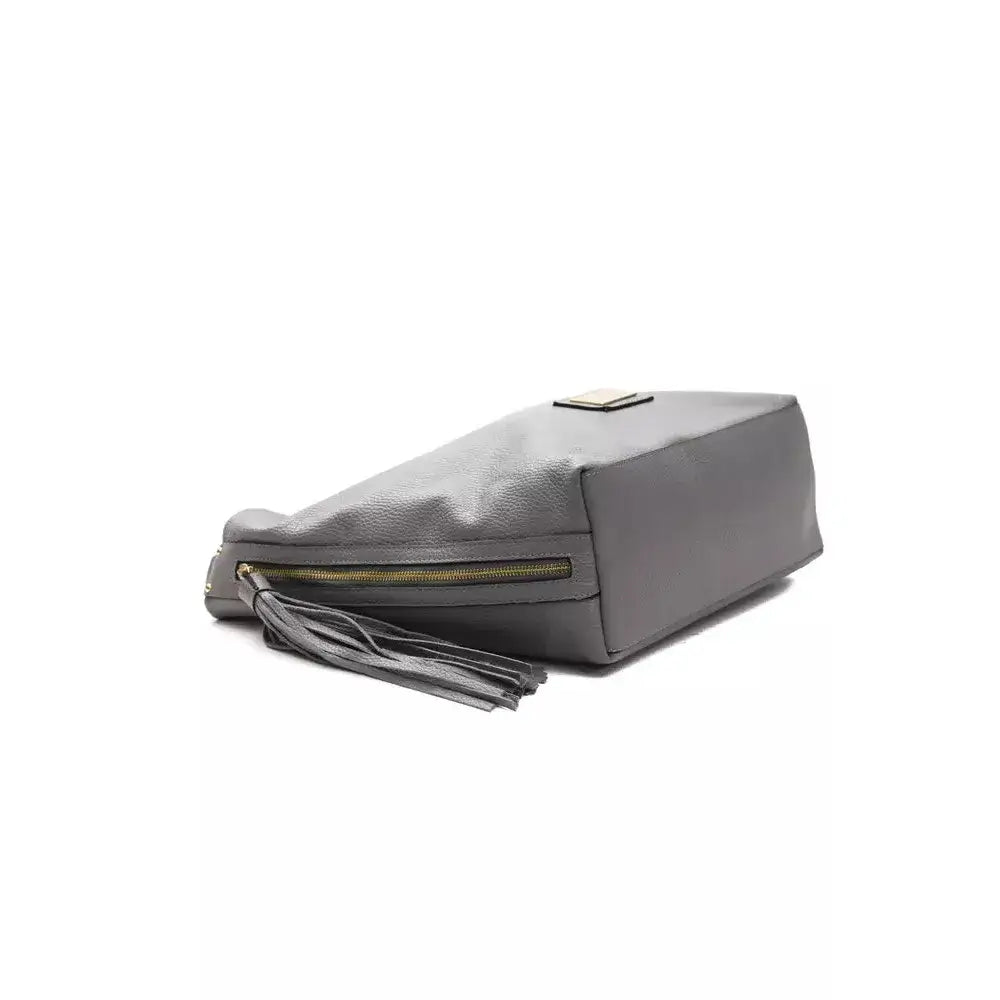 Pompei Donatella Gray Leather Women Shoulder Bag