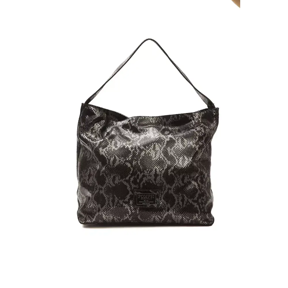 Pompei Donatella Gray Leather Women Shoulder Bag - Skuldertasker