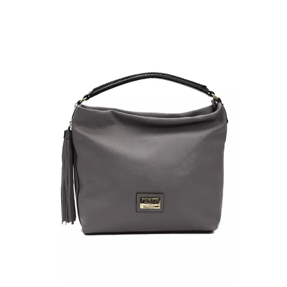 Pompei Donatella Gray Leather Women Shoulder Bag