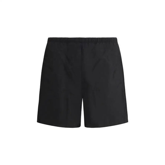 Prada black recycled polyamide shorts med elastik talje og minimalistisk design