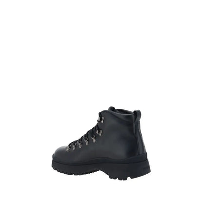 Prada Black Rubber Lace-Up Boots - Ankelstøvler