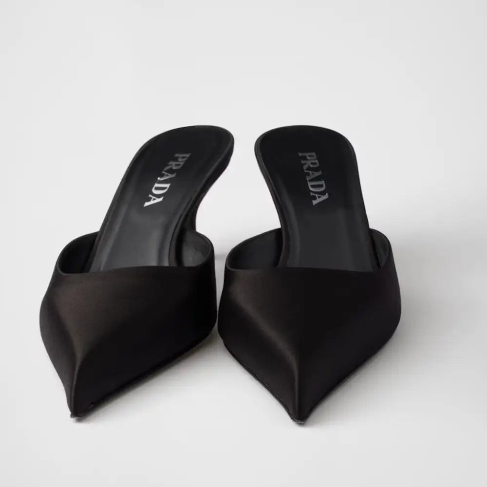 Prada Black Satin Sabot