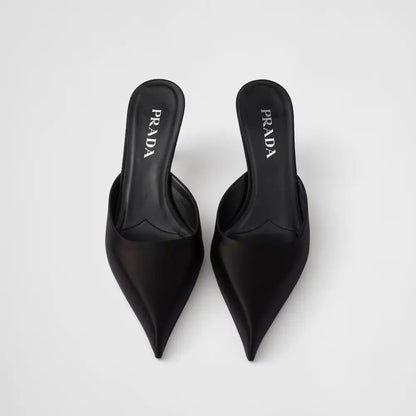 Prada Black Satin Sabot